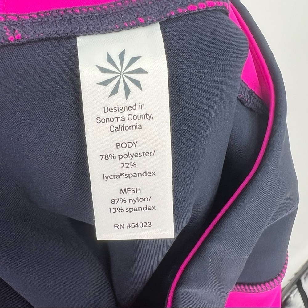 Athleta Sonar Colorblock Mesh Womens Leggings Navy Fuschia - Picture 9 of 15